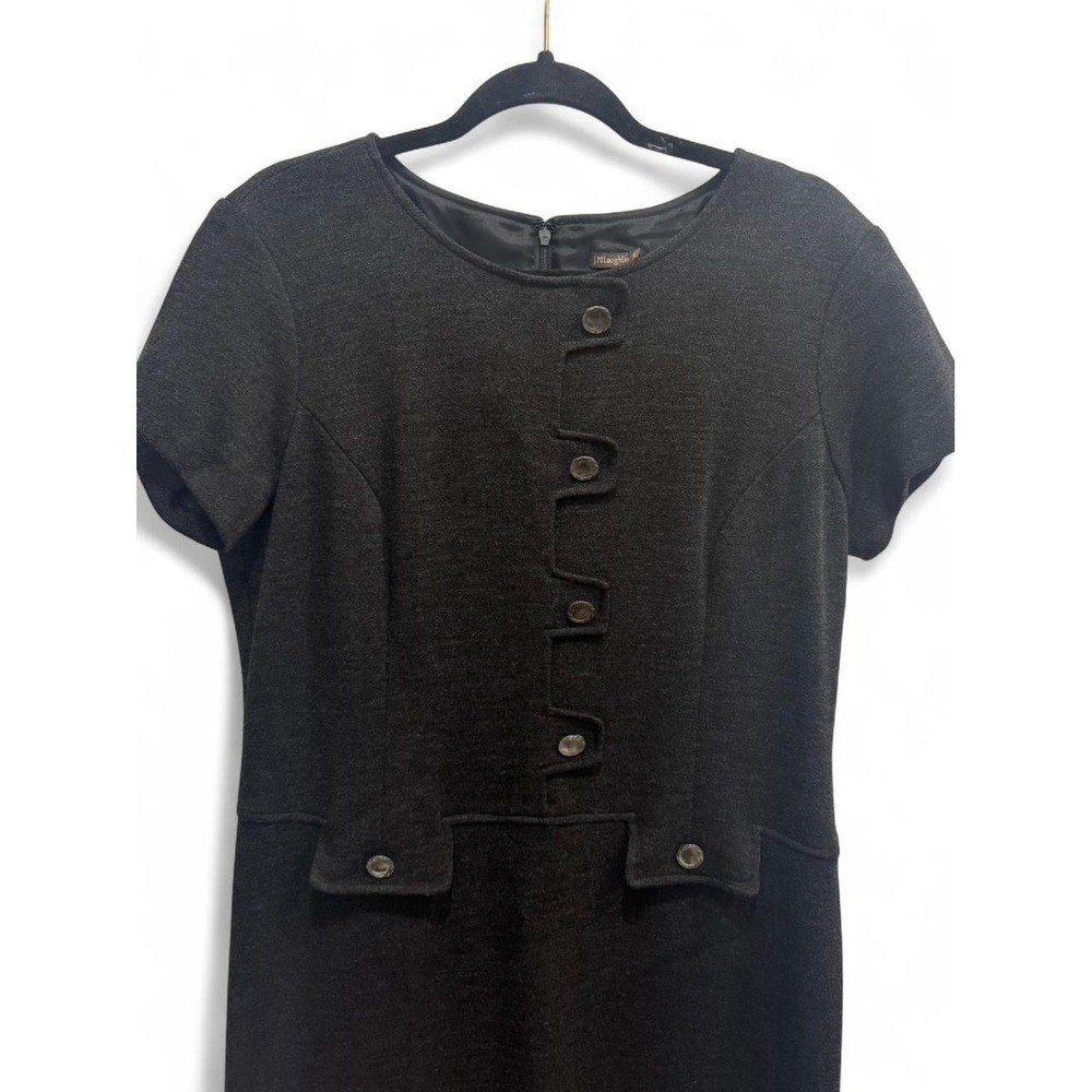 J. McLaughlin Charcoal Grey Dress, 100% Wool‎ Shell, Size 12 EUC - Picture 2 of 7